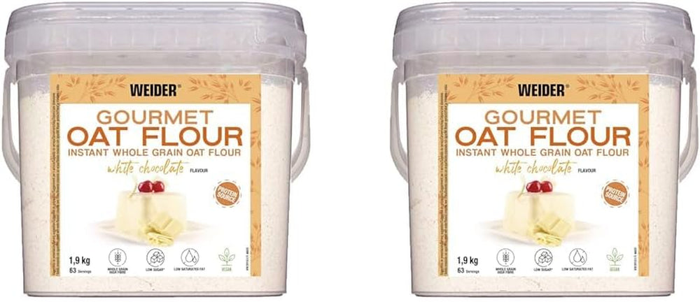 Weider Gourmet Płatki owsiane (1,9 kg) o smaku brownie. Pełnoziarniste płatki owsiane. Źródło białka o niskiej zawartości cukru.