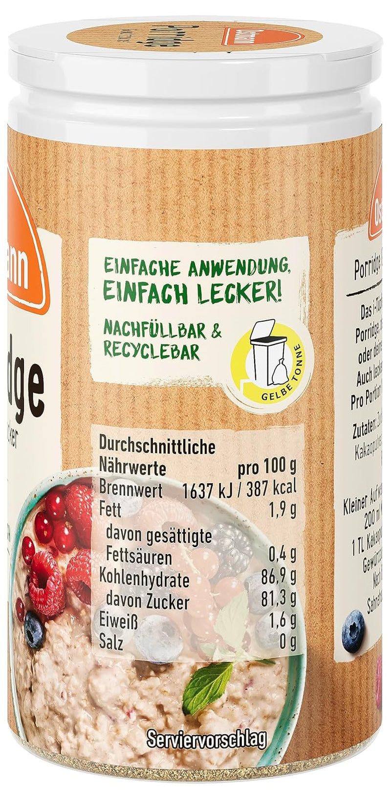 Ostmann Gewürze – Owsianka Gewürzzucker, Aromatischer Mix Mit Zimt & Kakao, Zum Würzen Von Oatmeal, Milchreis Und Anderen Süßen Spezialitäten, Vegan, 60 G (Verpackungsdesign Kann Abweichen) Cereale Naty Shop