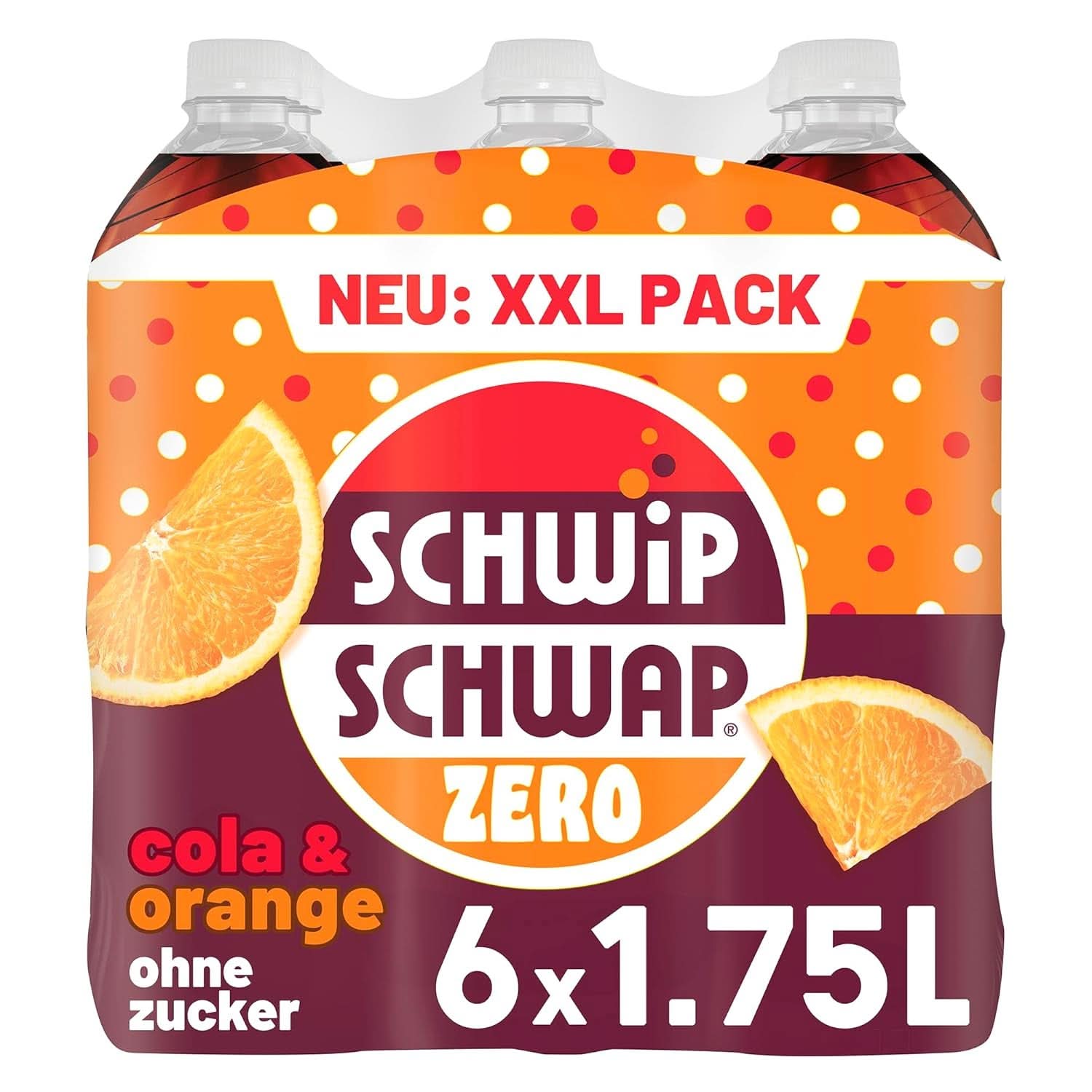 SCHWIPSCHWAP ZERO - XXL PACK - Napój bezalkoholowy cola z kofeiną i pomarańczami, zestaw 6 x 1,75 litra Naty Shop