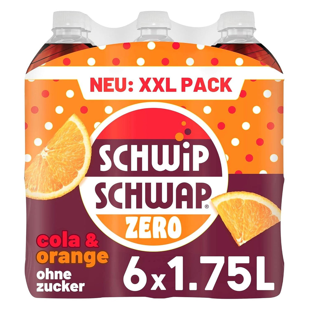 SCHWIPSCHWAP ZERO - XXL PACK - Napój bezalkoholowy cola z kofeiną i pomarańczami, zestaw 6 x 1,75 litra Naty Shop