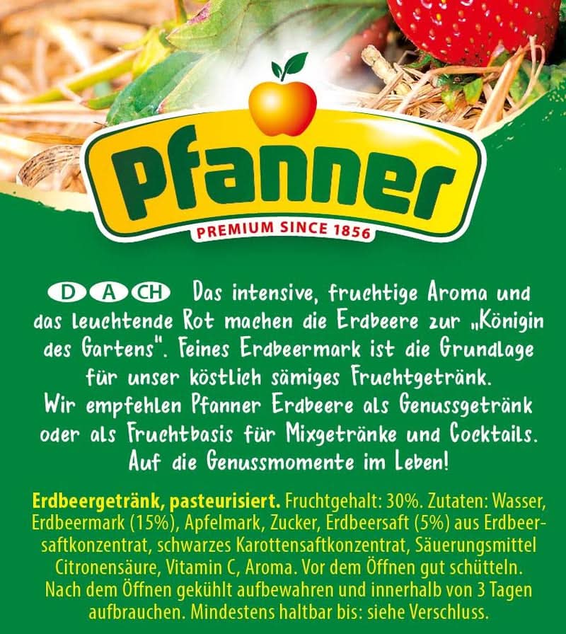 Pfanner Nektar Truskawkowo-Owocowy (8 X 1 Litr) - 30% zawartości owoców - Napoje Truskawkowe Naty Shop