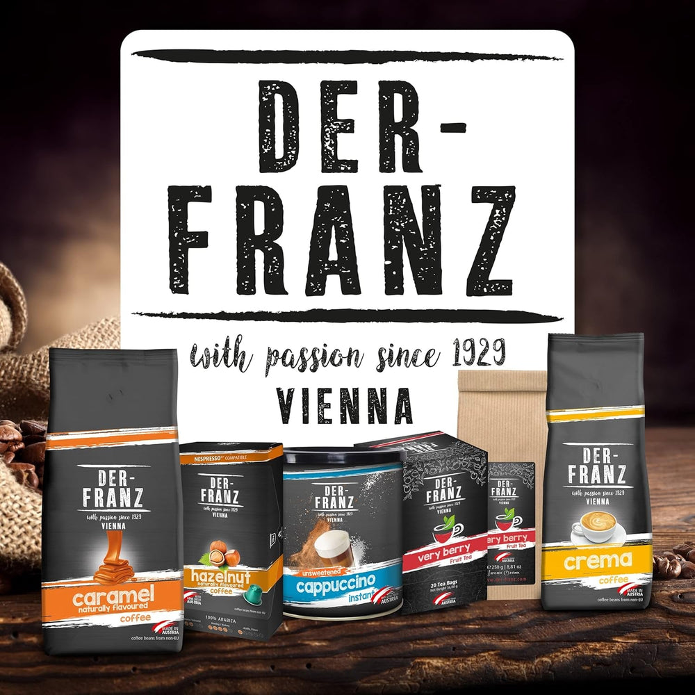 DER-FRANZ Cafea Crema, Intensitate 4/5, 100% Arabica, boabe de cafea întregi, 4 X 1000 G Cafea Naty Shop