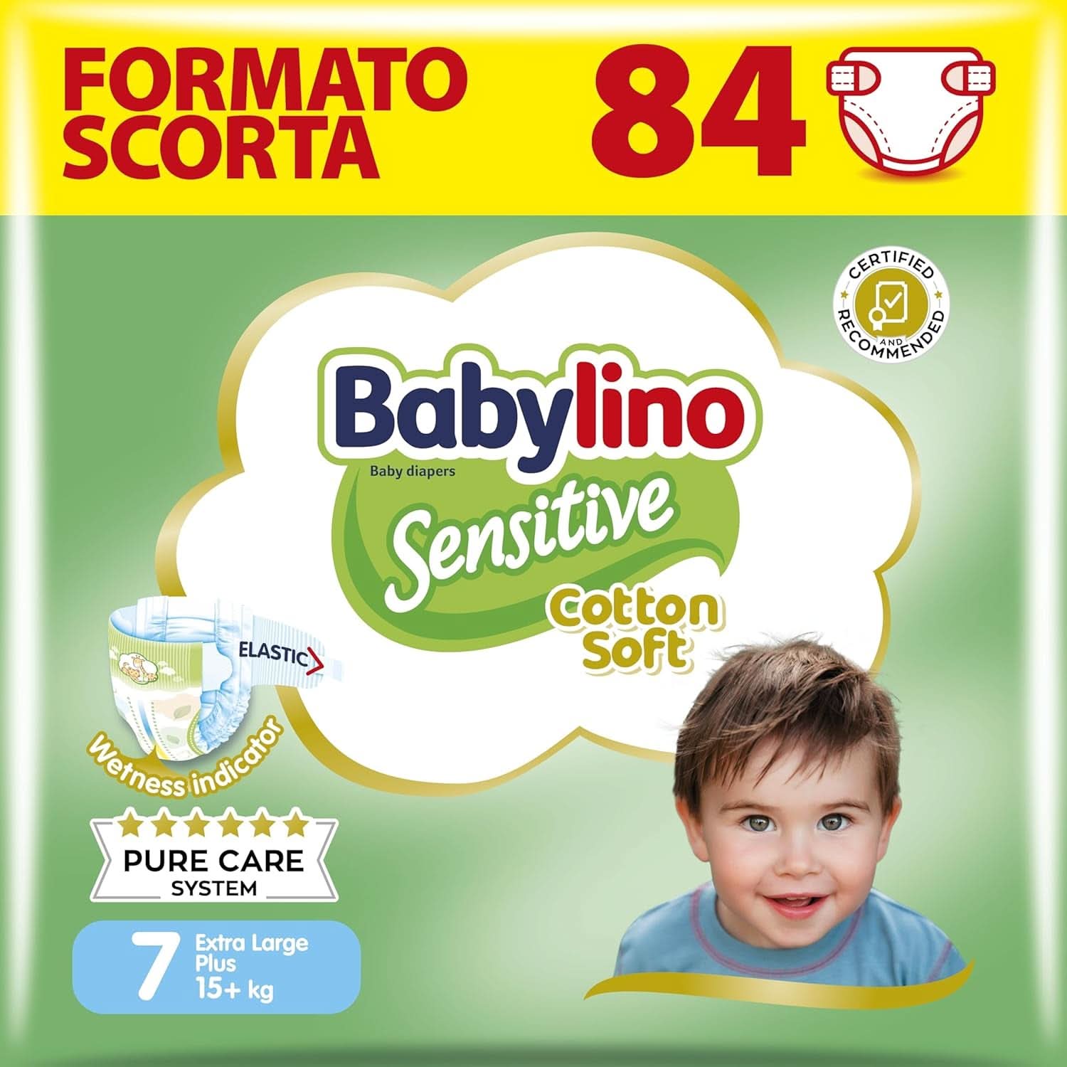 Babylino Sensitive, delikatne pieluszki dla dzieci, różne rozmiary Matka i Dziecko Naty Shop Rozmiar 7 (14 szt.)