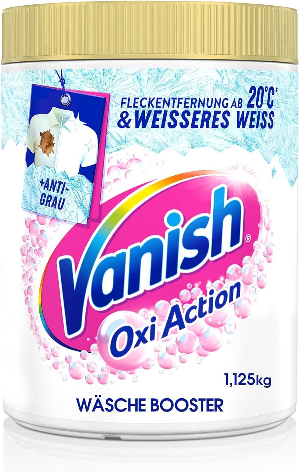 Proszek Vanish Oxi Action Powerwhite - 1 X 1,125 Kg - odplamiacz i proszek ulepszający pranie bez chloru - do białego prania Proszki do prania Naty Shop