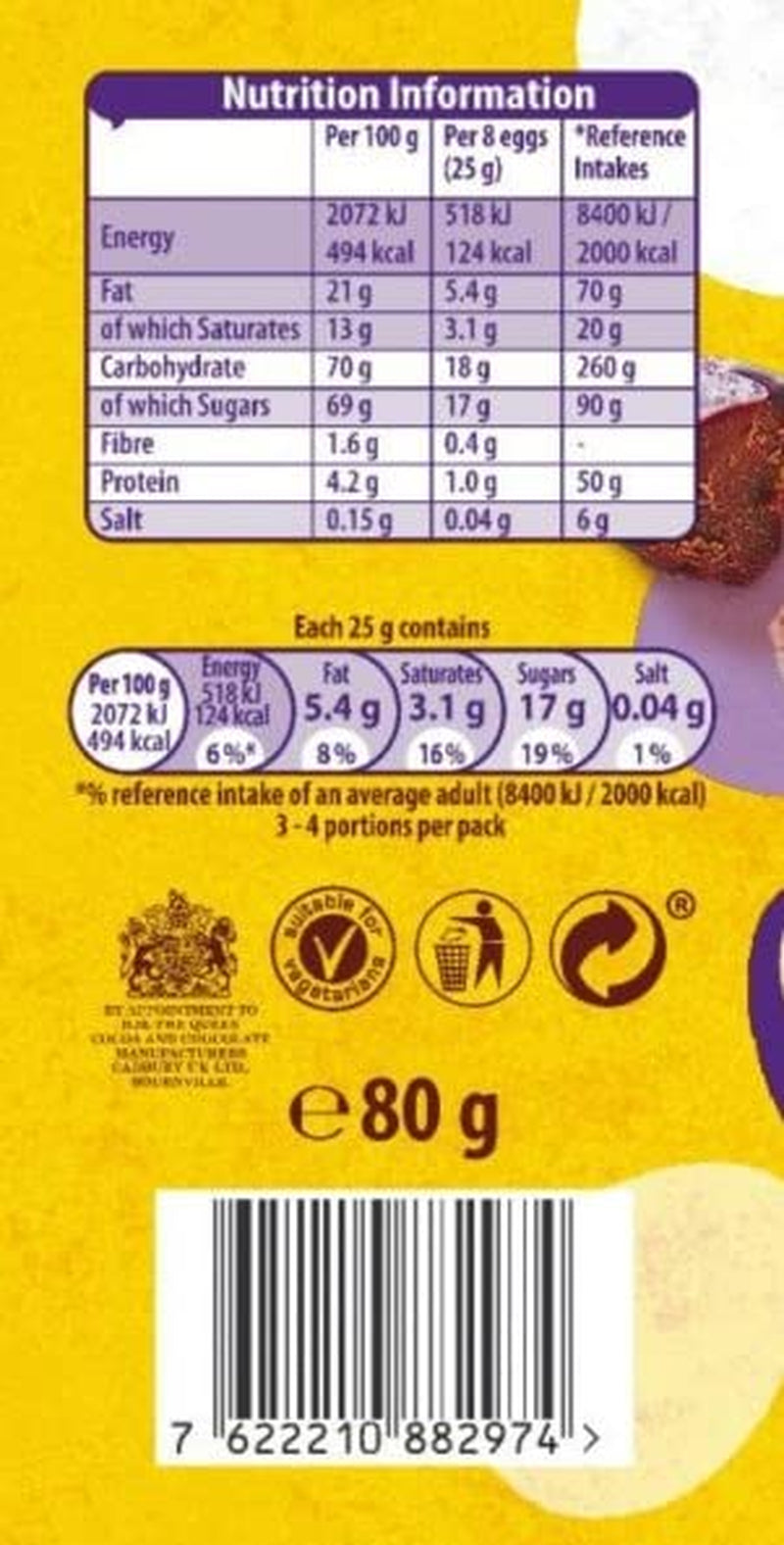 Solidna torebka małych czekoladowych jajek (80g) w chrupiącej formie z cukrem (Formy Wielkanocne)