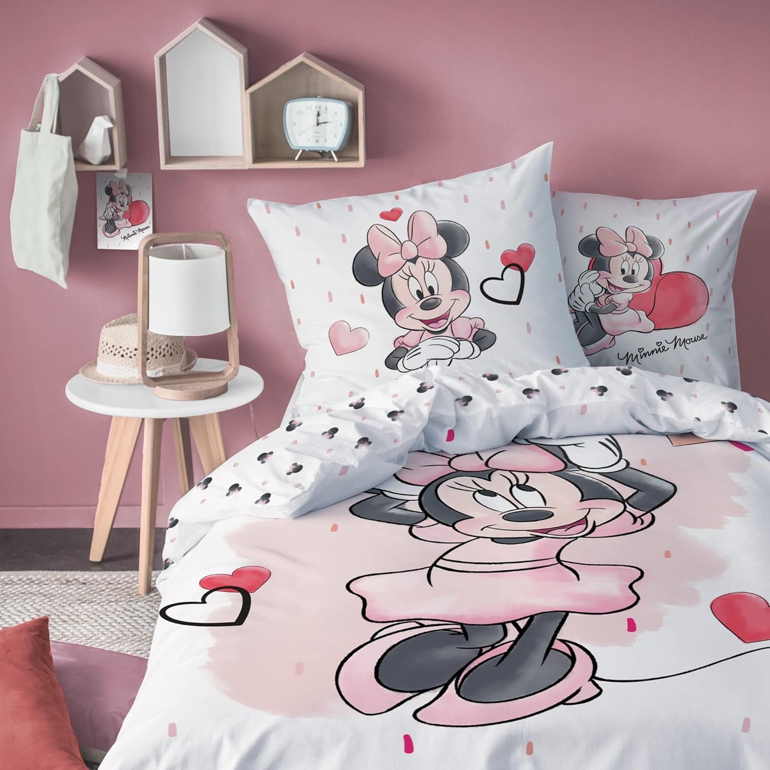 Myszka Minnie Bettwäsche Kinderbettwäsche 1 Kissenbezug 80X80 Cm + 1 Bettbezug 135X200 Cm 100% Baumwolle Naty Shop Domyślny tytuł