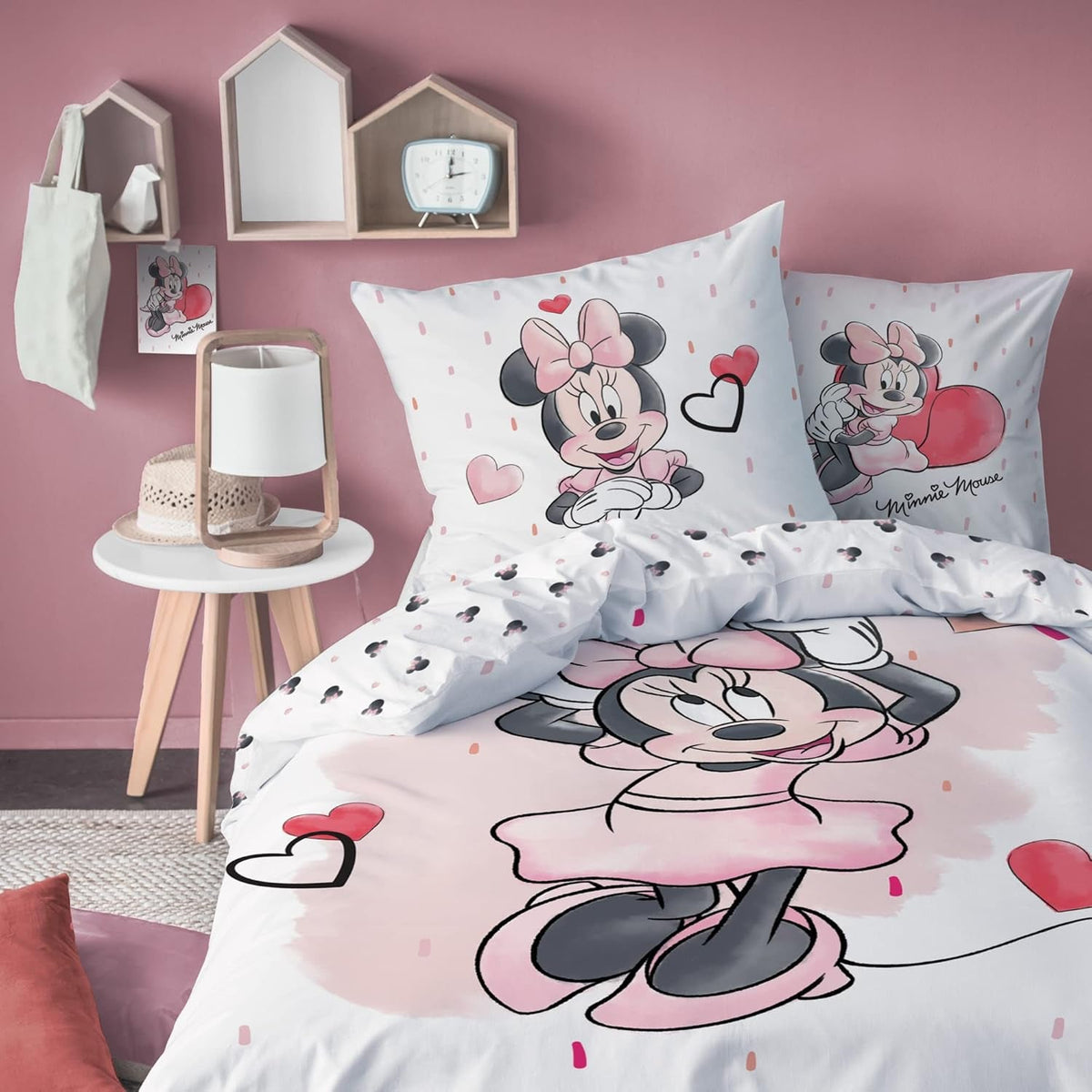 Myszka Minnie Bettwäsche Kinderbettwäsche 1 Kissenbezug 80X80 Cm + 1 Bettbezug 135X200 Cm 100% Baumwolle Naty Shop Domyślny tytuł