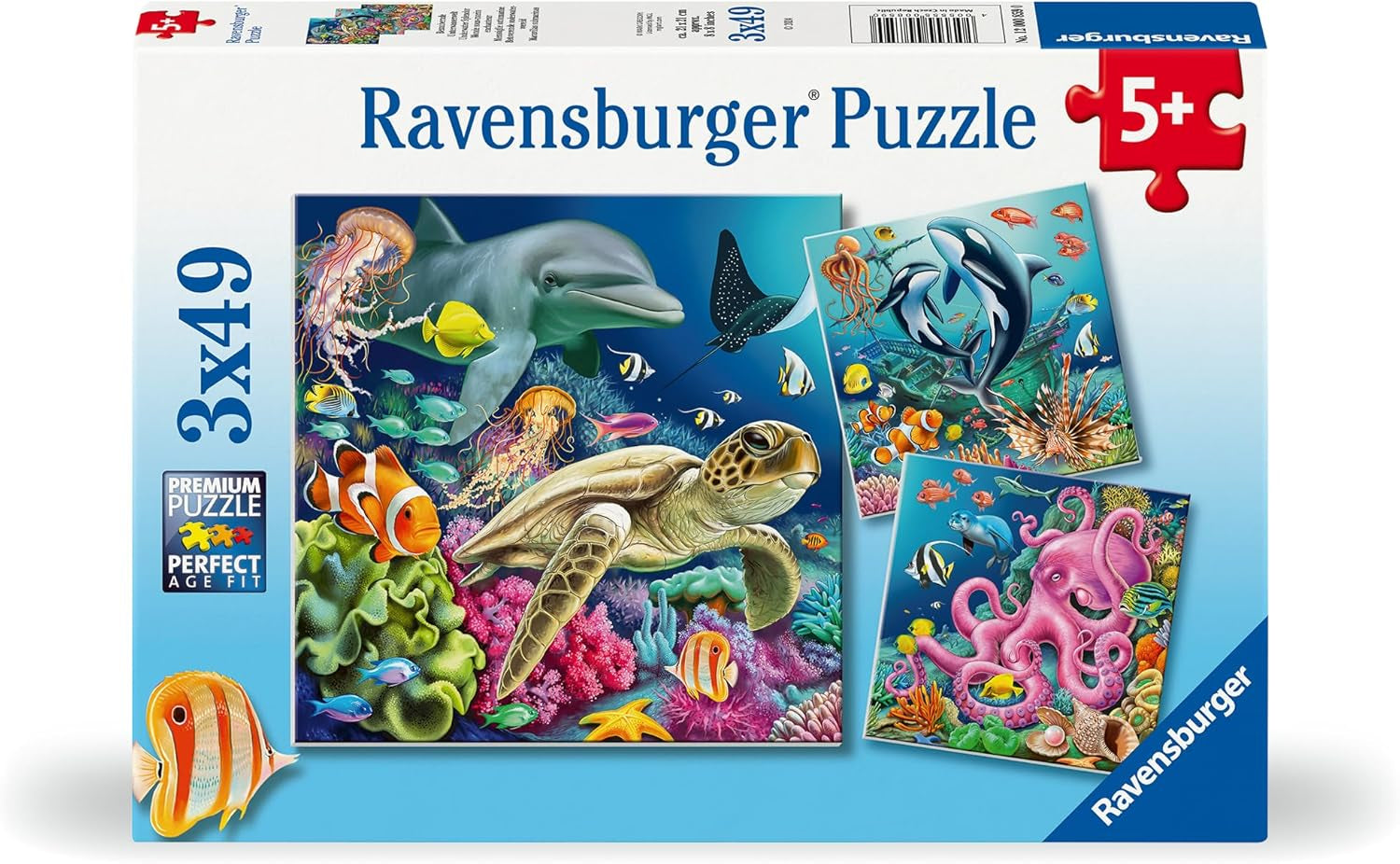 Puzzle dla dzieci Ravensburger - 12000859 Czarujący podwodny świat - 3X49 elementów Puzzle dla dzieci 5+ Puzzle Naty Shop Domyślny tytuł