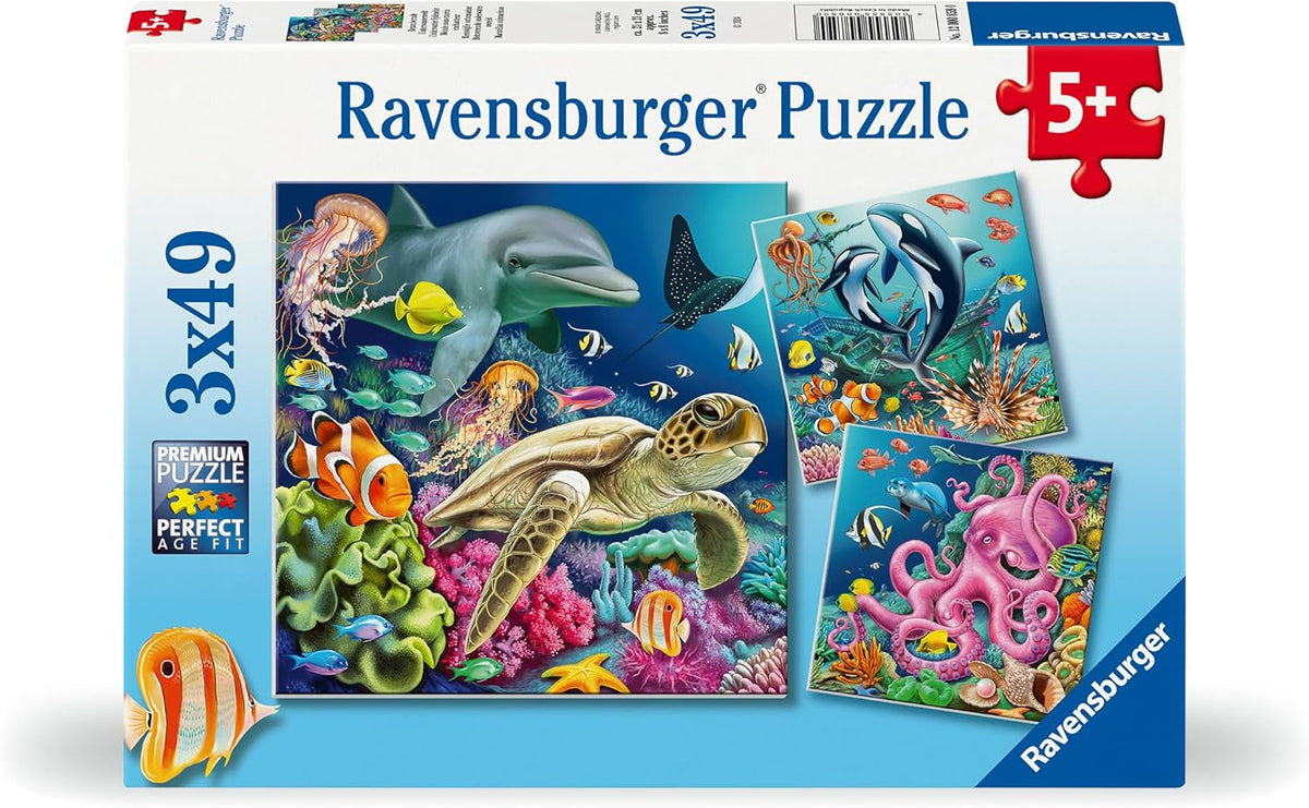 Puzzle dla dzieci Ravensburger - 12000859 Czarujący podwodny świat - 3X49 elementów Puzzle dla dzieci 5+ Puzzle Naty Shop Domyślny tytuł