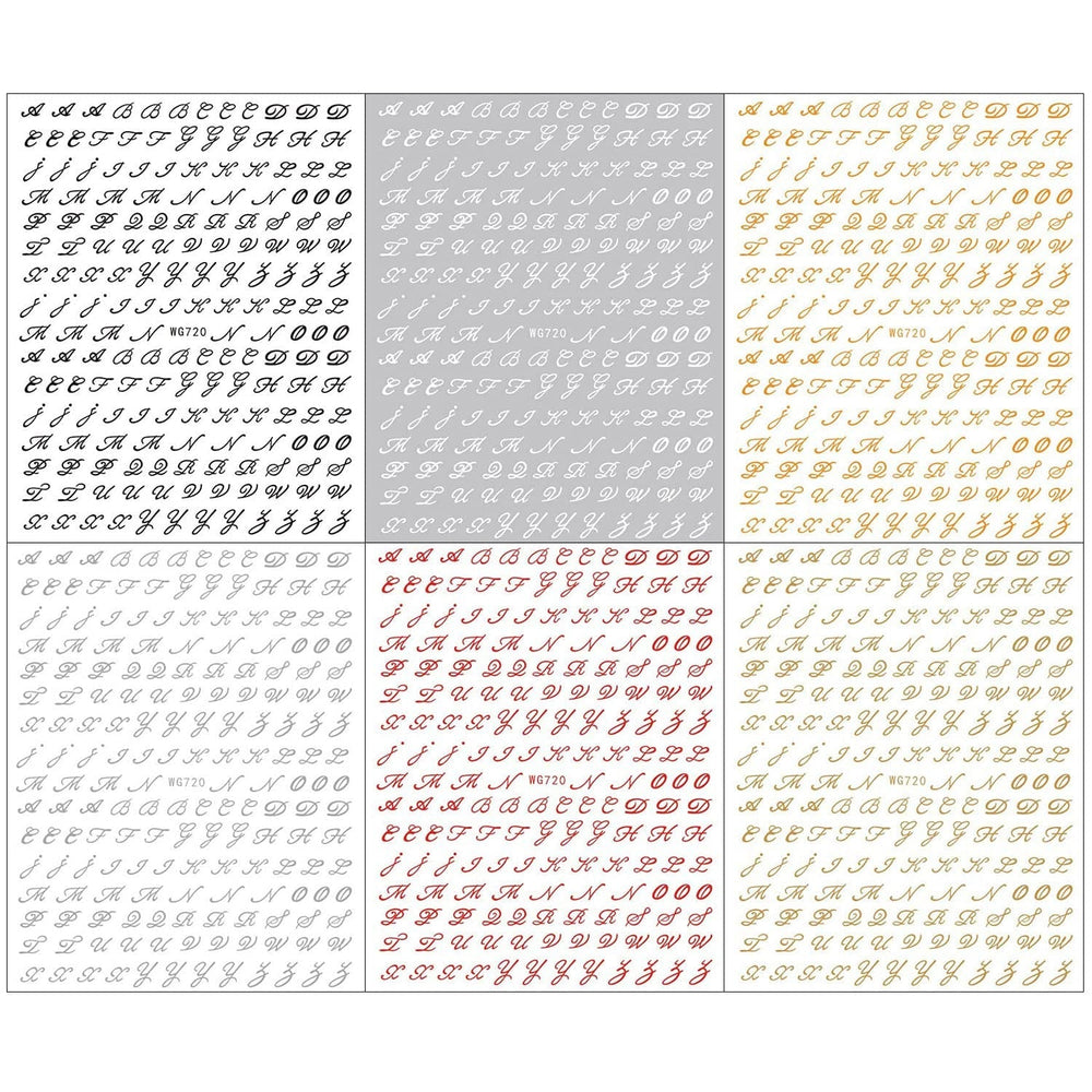 6 Blatt Nagelsticker Alte Alphabetzahlen Nagelaufkleber Selbstklebend Alte Briefe Nail Art Sticker Dekoration Nageldesign Zubehör