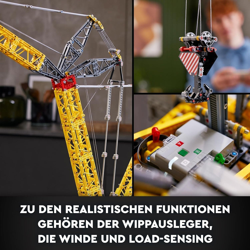 LEGO Technic Liebherr LR 13000 Dźwig gąsienicowy, zbuduj najlepszy model zdalnie sterowanego pojazdu budowlanego z aplikacją Control+, dźwig z wciągarką i ramieniem podnoszącym, duży zestaw modelowy dla dorosłych 42146 Besuche Den Zestawy konstrukcyjne LEGO-Store