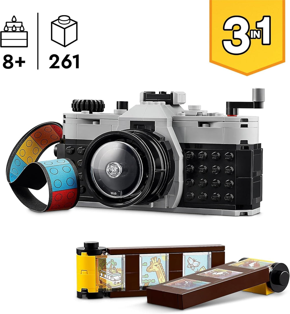 LEGO Creator Zabawka z aparatem retro 3 w 1, kamera, telewizor, dekoracje na biurko dla dzieci lub akcesoria do sypialni, prezenty fotograficzne dla dziewcząt i chłopców w wieku 8 lat 31147 Zestawy do budowania Kup w sklepie LEGO
