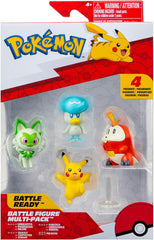 Pokémon PKW3402 - Opakowanie zbiorcze figurek bojowych - 4-pak z Pikachu, Croc, Kwaks, Felori, oficjalne szczegółowe figurki, 5 cm każda Figurki Naty Shop