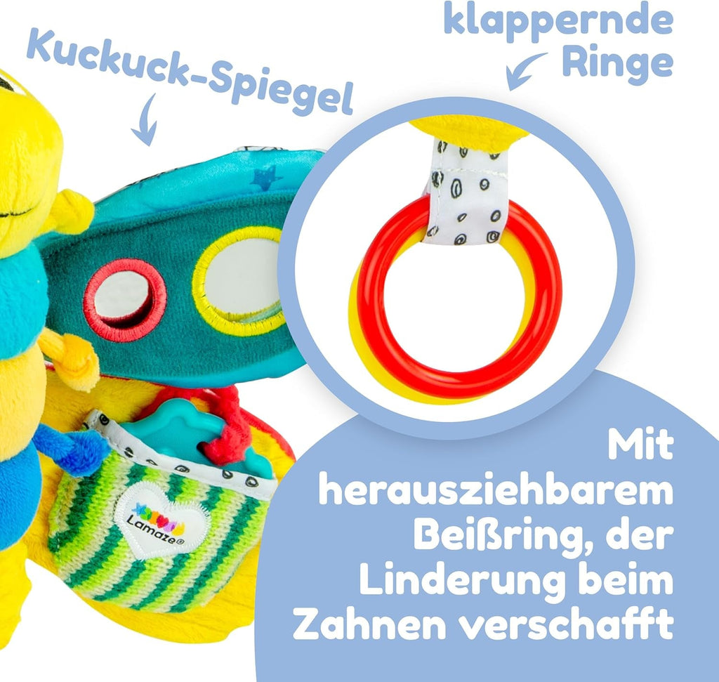 Jucărie pentru copii Lamaze "Freddie, licuriciul" Clip & Go, jucărie de înaltă calitate pentru copii mici, pandantiv de prindere pentru a consolida relația părinte-copil, de la 0 luni, Culori multiple Jucarii Bebe Naty Shop