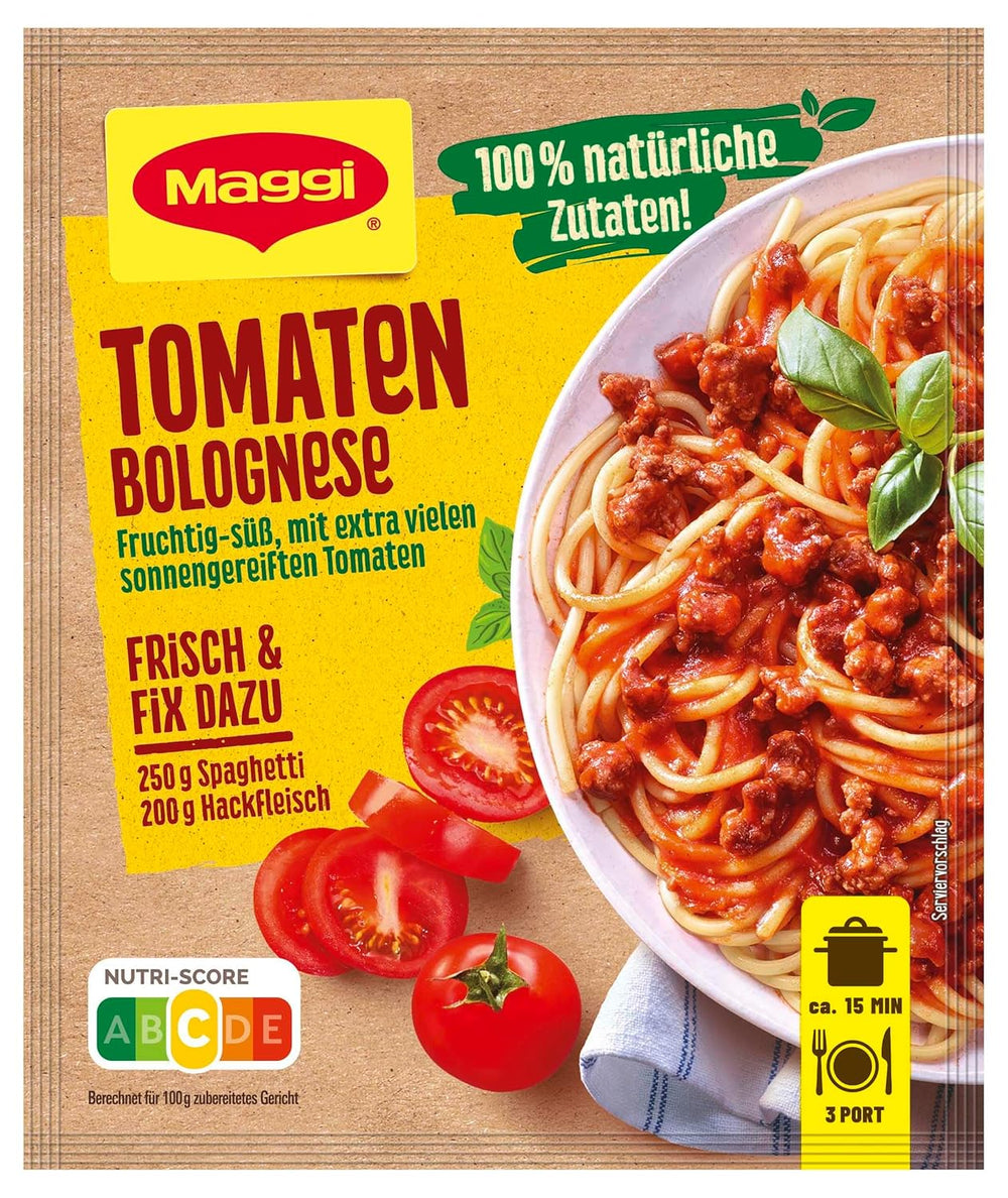 MAGGI Fix do Spaghetti Bolognese, Würzmischung, 100% naturalne składniki, na 3 porcje, 1 opakowanie (1 x opakowanie 36 g)