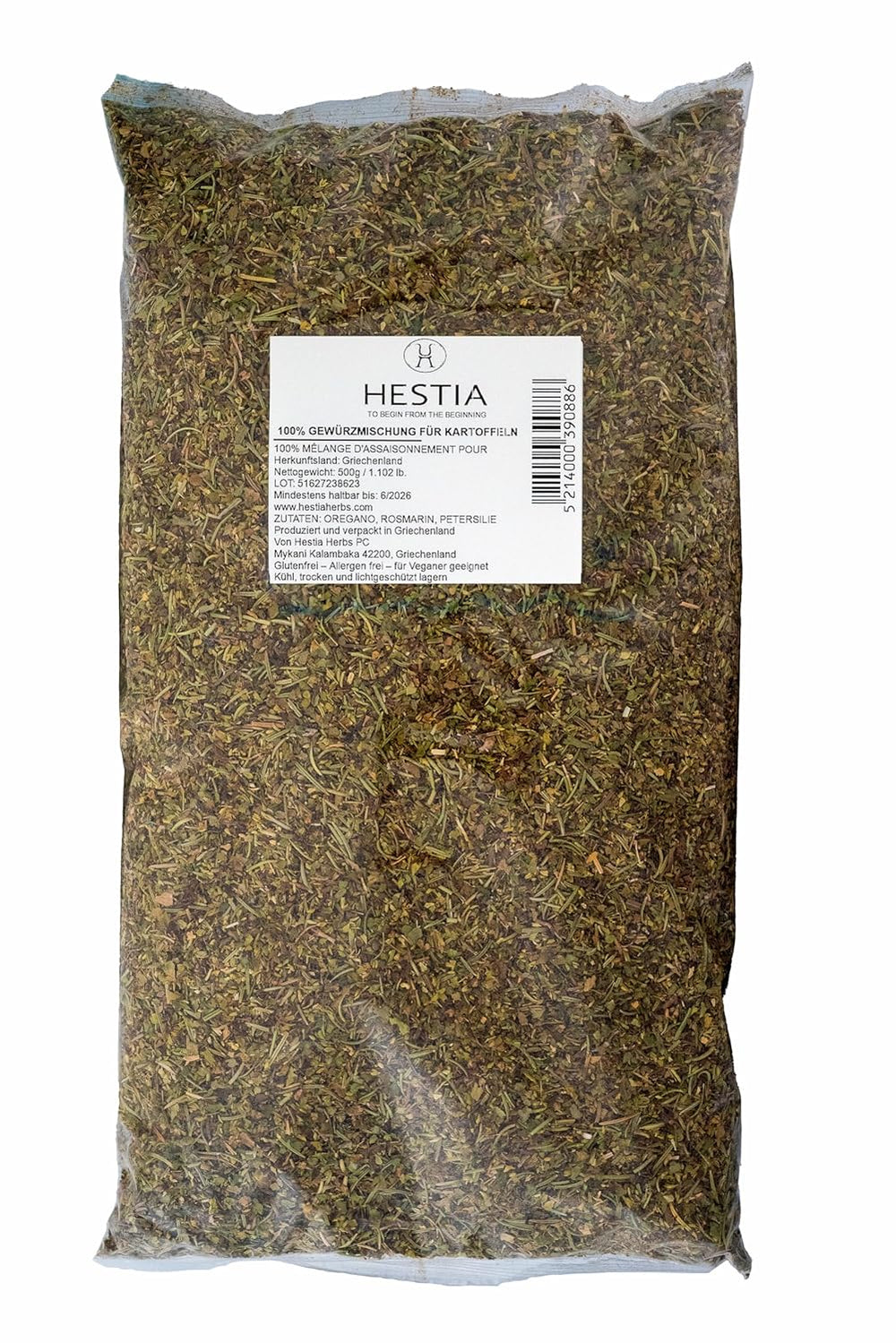 Hestia Herbs Greek Mediterranean Kräutermischung z oregano, rozmarynem, tymiankiem, bazylią i pietruszką do gotowania, 500 g – Authentic Gewürzmischung für tradycyjnye Rezepte