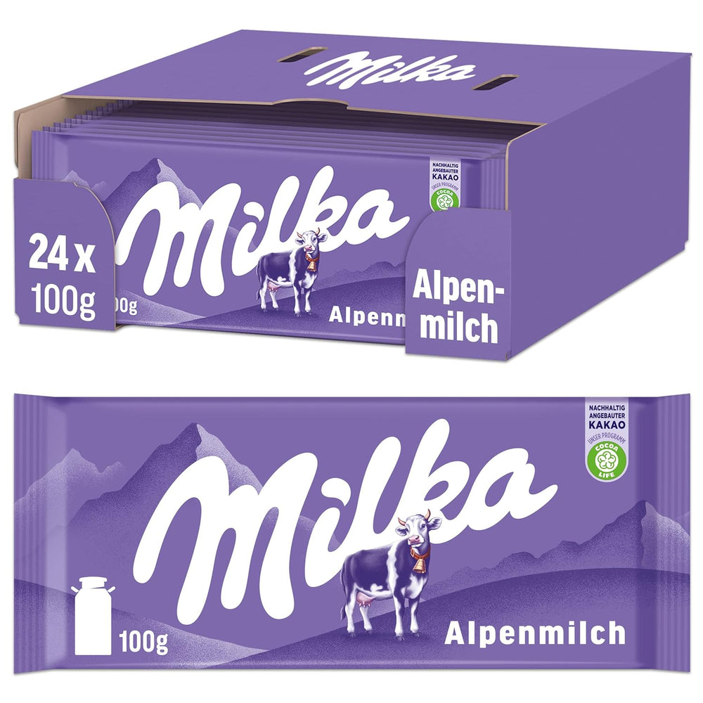 Milka Cow Spots – Alpejska czekolada mleczna z białą czekoladą w kształcie krowich kropek – 24 x 90g