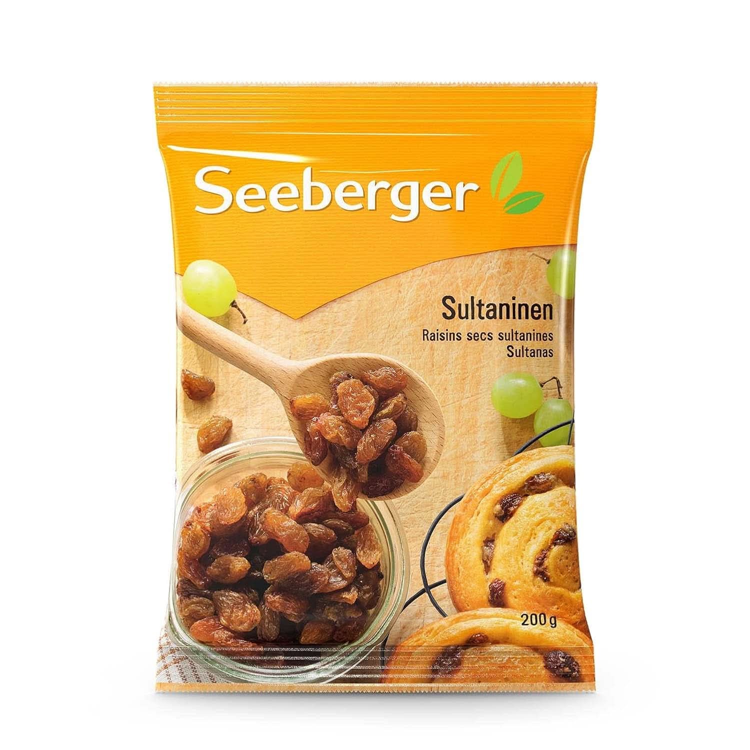 Seeberger Sultanas: Lekkie, słodkie i owocowe rodzynki sułtańskie z Turcji, opakowanie 13 x 200 gramów Naty Shop Produkty suszone 200 gramów