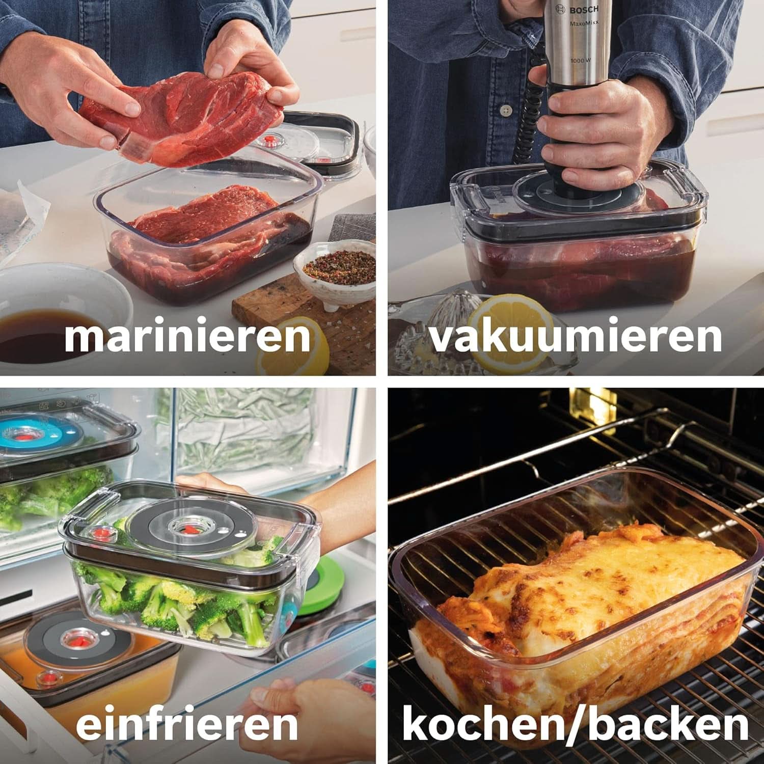 Bosch Ergomixx Style Stabmixer MS6CM61V2, Vakuum-Funktion, Vakuum-Pumpe, Vakuum-Beutel, 4-Klingen-Messer, 12 Stufen, Turbo-Funktion, 1000 W, Schwarz/Anthrazit Mama si Copilul Naty Shop