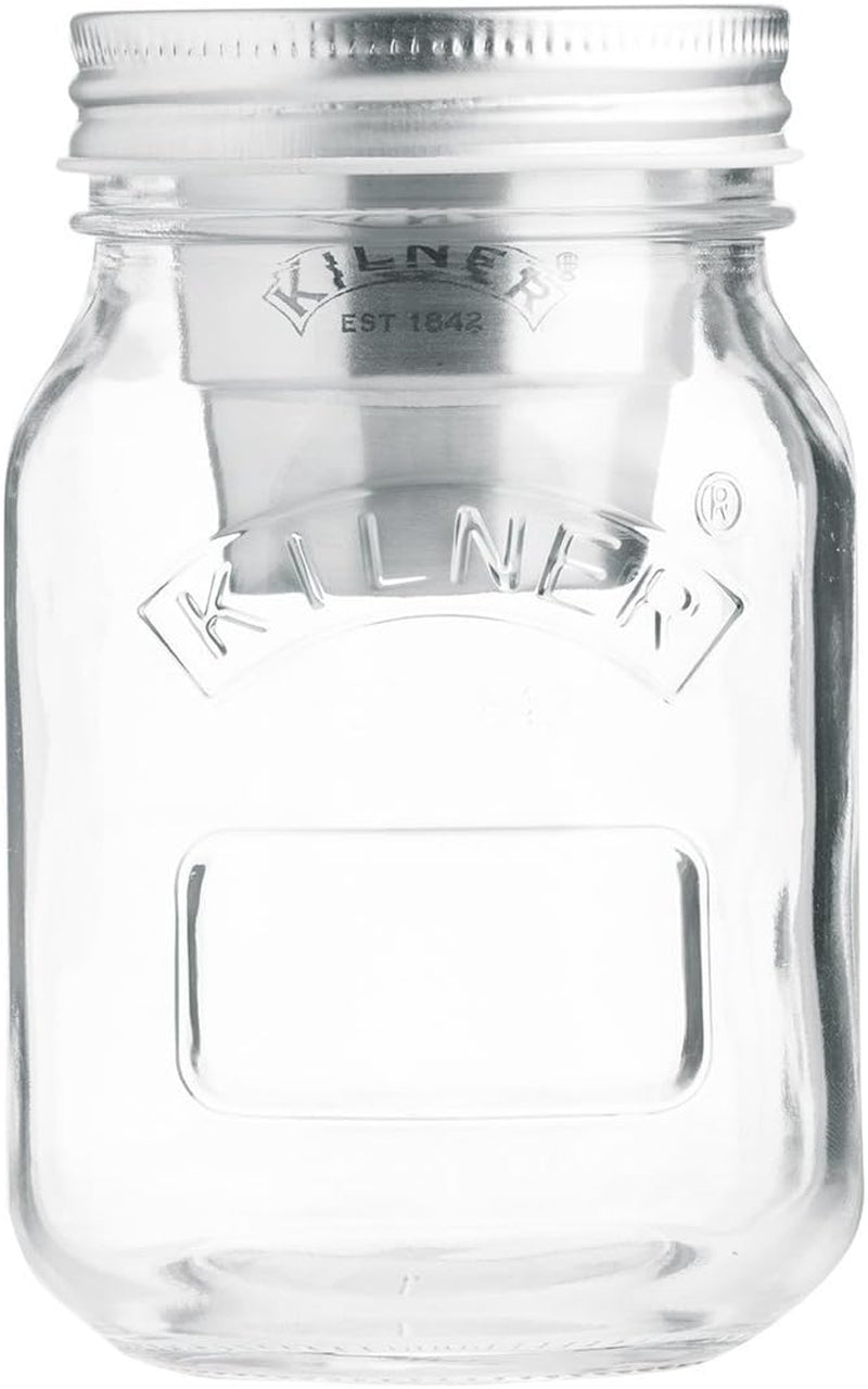 Borcan de mic dejun Kilner cu lingură / 350 ml, Ø 9,5 cm / 5 piese | cană pentru muesli la pachet / non-toxic / recipient din sticlă cu capac pentru muesli, terci și iaurt / recipient pentru ovăz peste noapte Cutii depozitare alimente Naty Shop Borcan Snack To Go