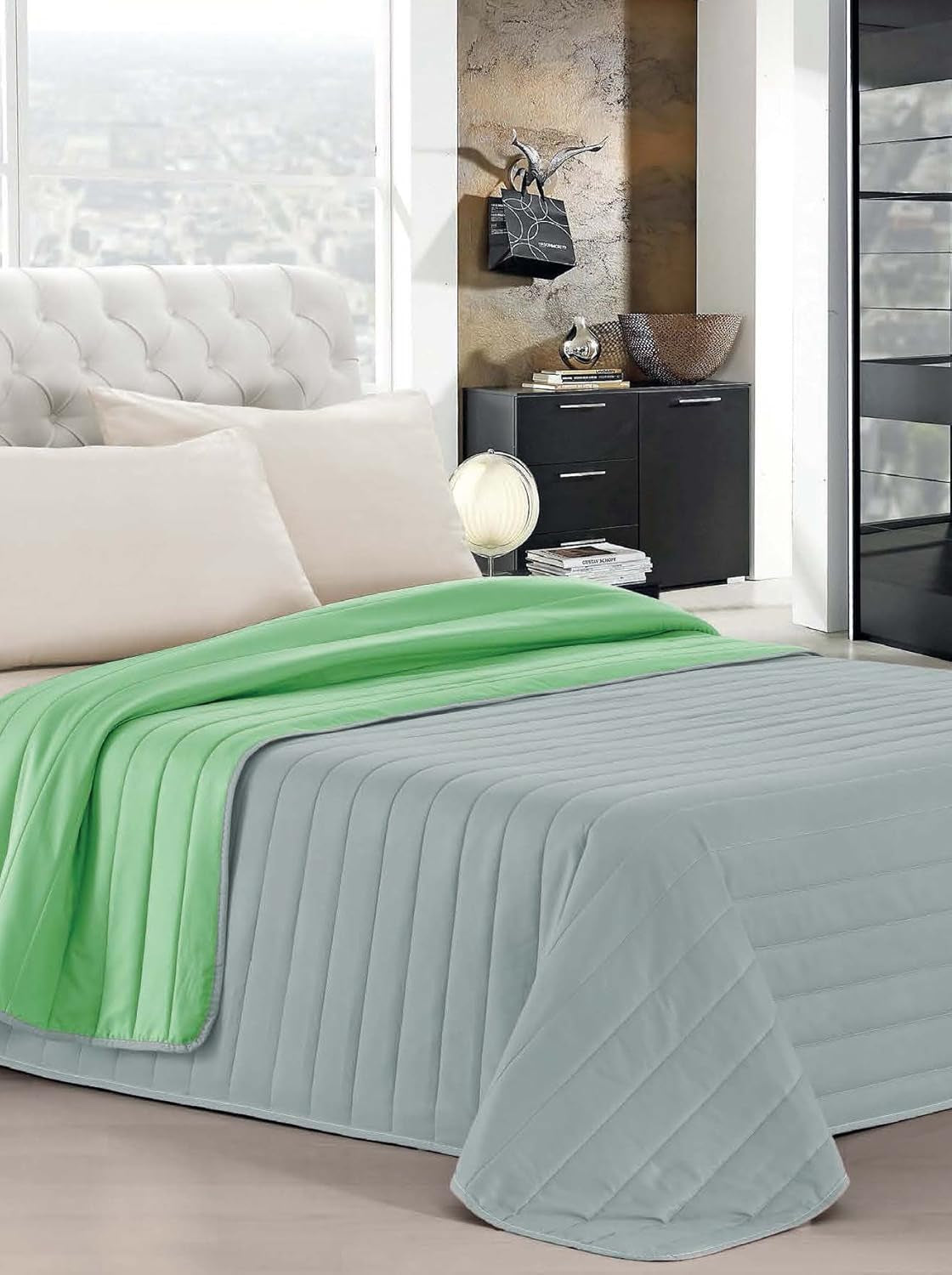 Włoska pościel Estivo łóżko pojedyncze, pościel, Aqua, 170 X 270 Cm Kołdry i kołdry Naty Shop Zielony/Szary 170 X 270 Cm