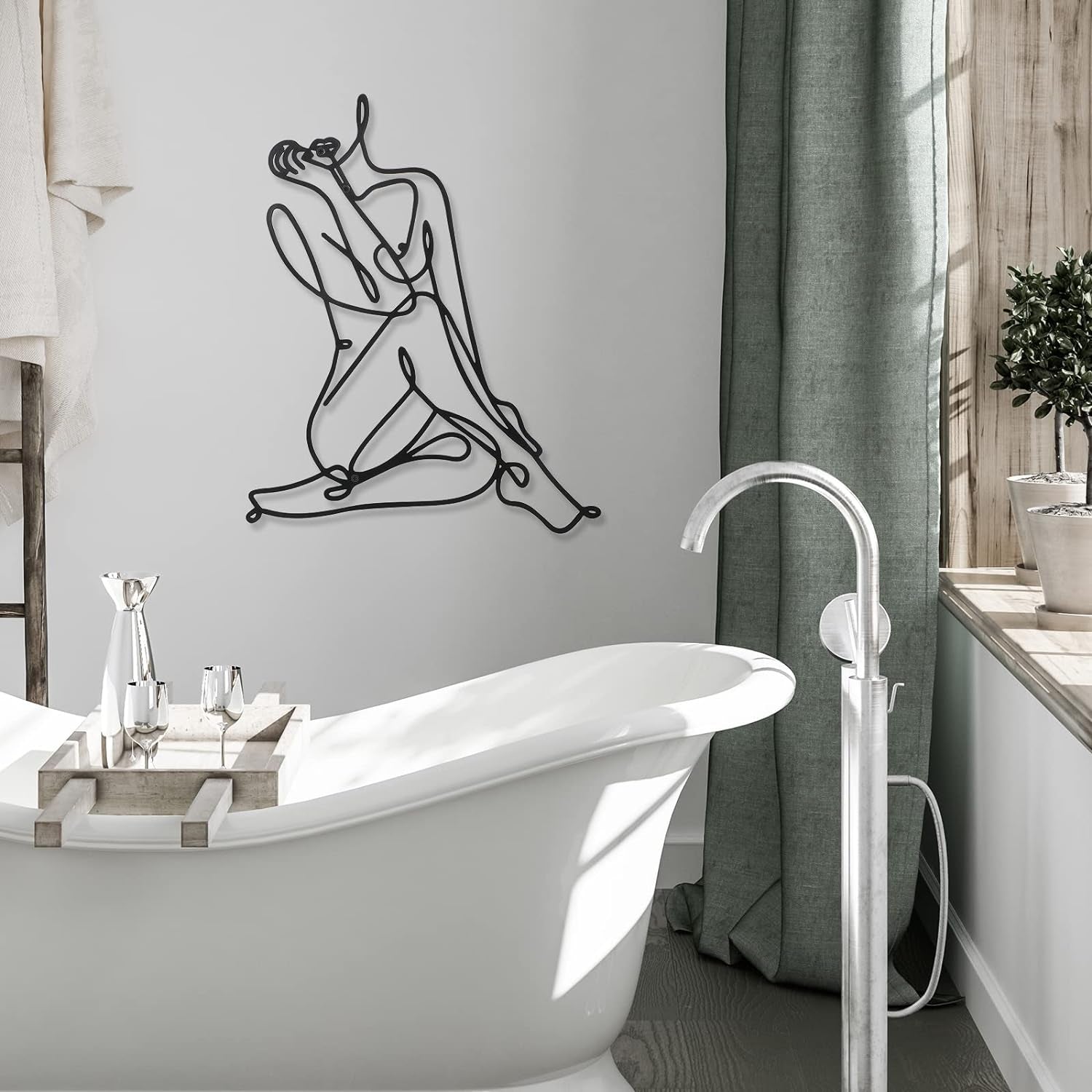 3 bucăți Metal Minimalist Woman Wall Art Deco Modern Metal Abstract Woman Wall Art Female Single Line Line Drawings to Hang for Living Room (negru, modern) Statuete si sculpturi Naty Shop