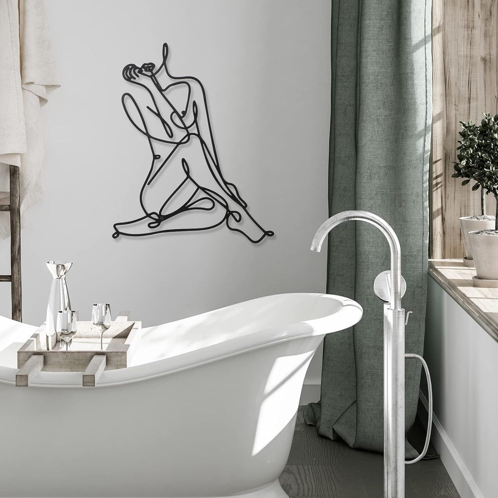 3 bucăți Metal Minimalist Woman Wall Art Deco Modern Metal Abstract Woman Wall Art Female Single Line Line Drawings to Hang for Living Room (negru, modern) Statuete si sculpturi Naty Shop