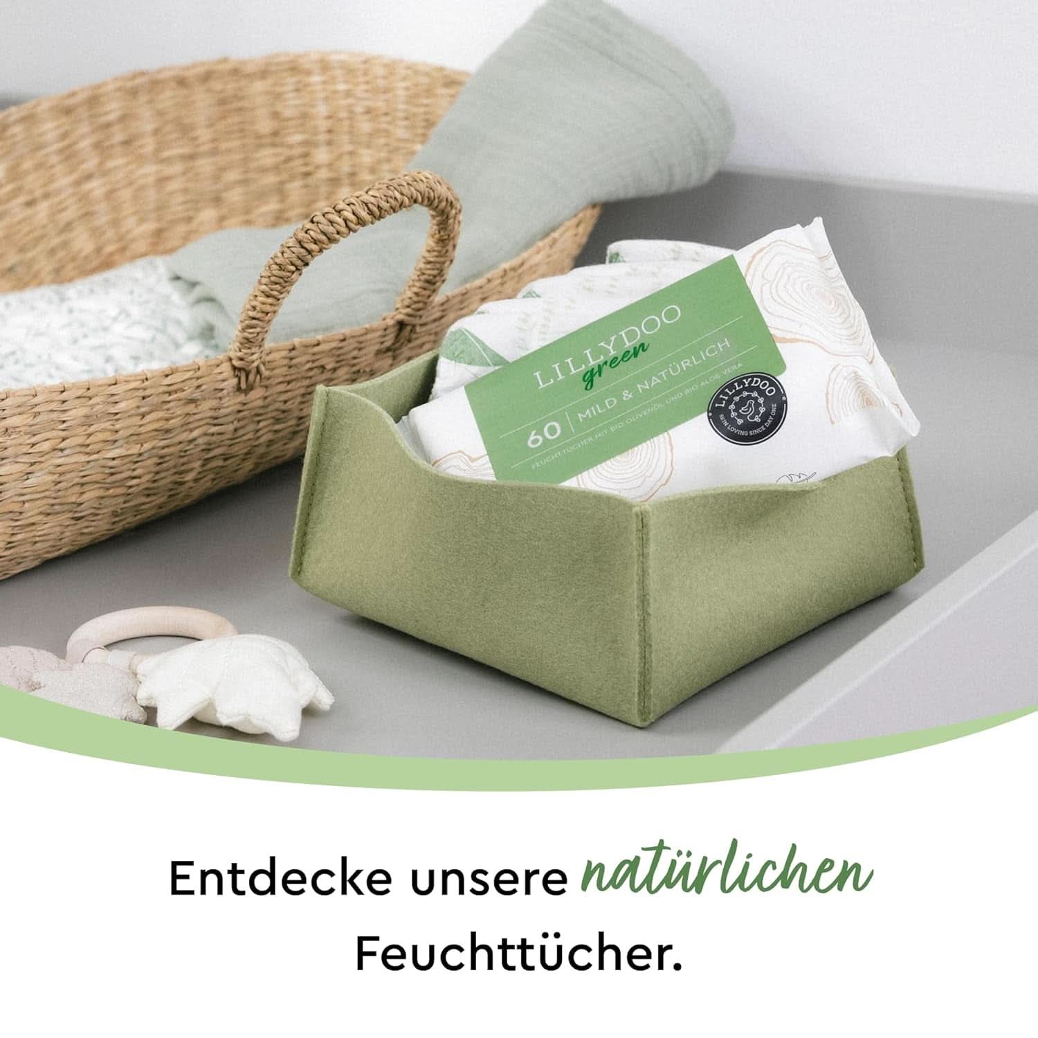 Șervețele umede naturale verzi LILLYDOO, 100% fără plastic, fără parfum (FSC Mix) Servetele Umede Bebelusi Naty Shop