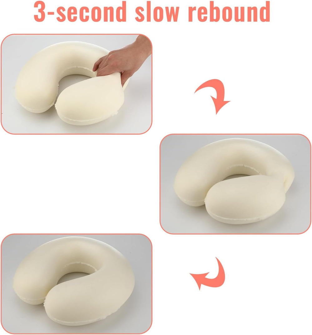 Litimkat pernă pentru gât copii, pernă portabilă pentru gâtï¼Œpernă de călătorieï¼Œ Pernă din spumă de memorie în formă de U, călătorie, avion, mașină, tren, birou, acasă, față de pernă cu model drăguț de animale, detașabilă (roz) Perne ortopedice cervicale Naty Shop