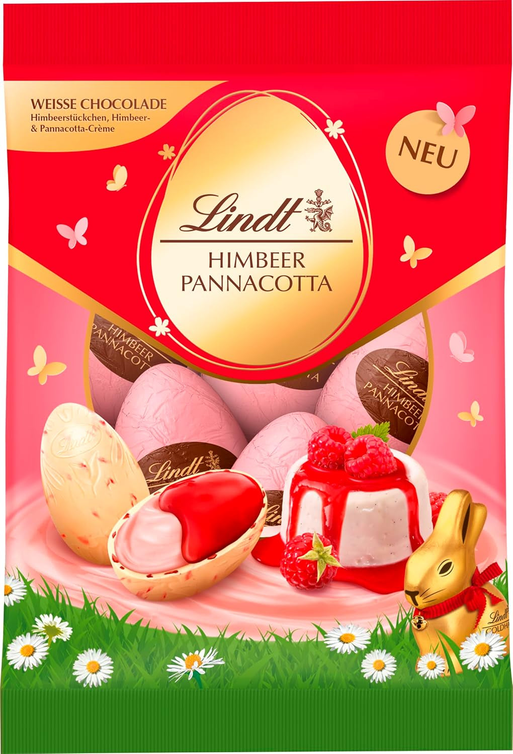Lindt Schokoladen Eier Himbeer Pannacotta | 90G | Feinste Vollmilchschokolade Mit Himbeer Pannacotta Füllung | Oster Schokolade | Schokoladengeschenk | Ostereier Naty Shop Default Title