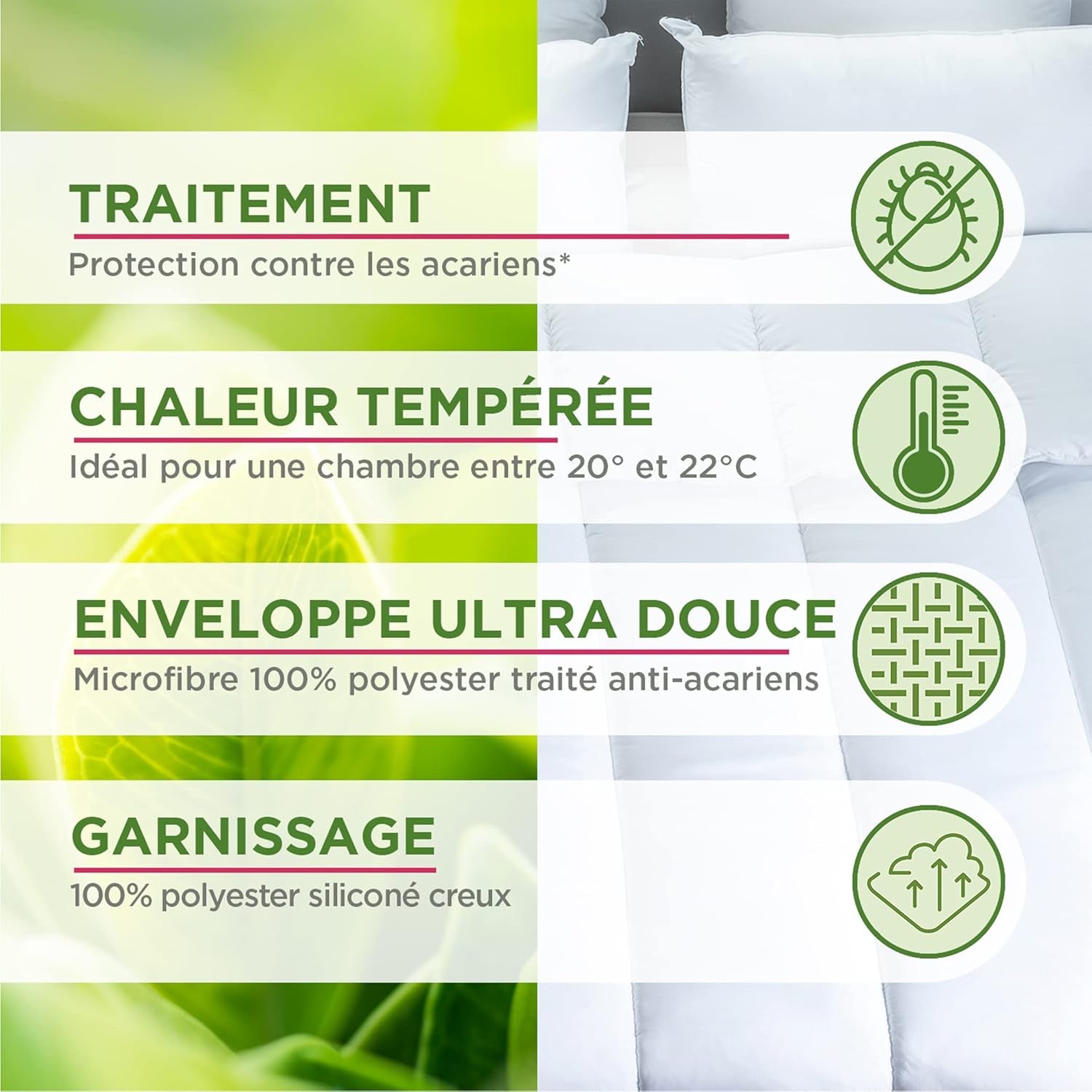 Blanrève - Kołdra Serenité - Środek przeciw roztoczom - Umiarkowany 300 G/M² - 140 X 200 Cm - Do łóżka pojedynczego - Można prać w pralce, biały Kołdry i kołdry Naty Shop