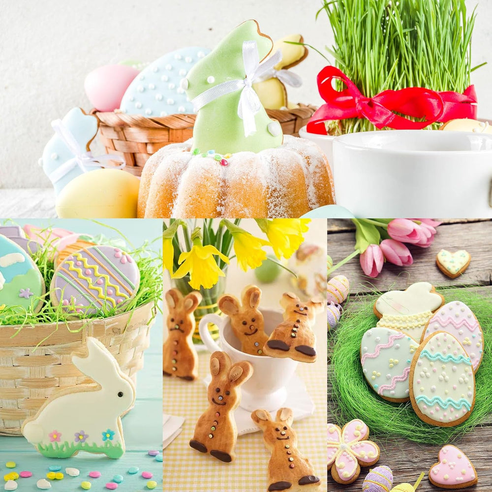 Formă mare de tăiat fursecuri de Paște 12,7/8 cm, formă de tăiat fursecuri cu iepuraș de Paște, inimă de ou de Paște cu iepure, formă de tăiat fursecuri de Paște din oțel inoxidabil, formă de copt din oțel inoxidabil pentru fursecuri pentru copii