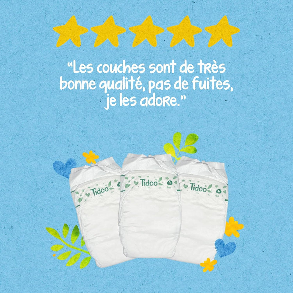 - Ökologische Diadeln, Größe 2 (3-6 kg) – natürlicher Ursprung, ohne Schadstoffe – 12 Stunden trocken, extrem saugfähig – hermestellung we Francji – 150 Einwegdiadeln – Opakowanie 1 miesiąc