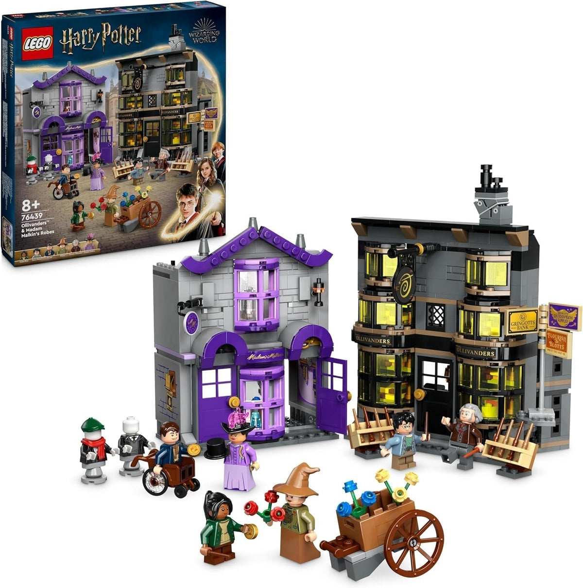 LEGO Harry Potter Ollivanders i kostiumy Madam Malkin, Krainy Pokątnej, Zestaw dla dzieci, Zabawki czarodziejskie, Fantazyjne prezenty dla dziewcząt, chłopców i fanów od 8 lat 76439 Zestawy do budowania Besuche den LEGO-Store Domyślny tytuł