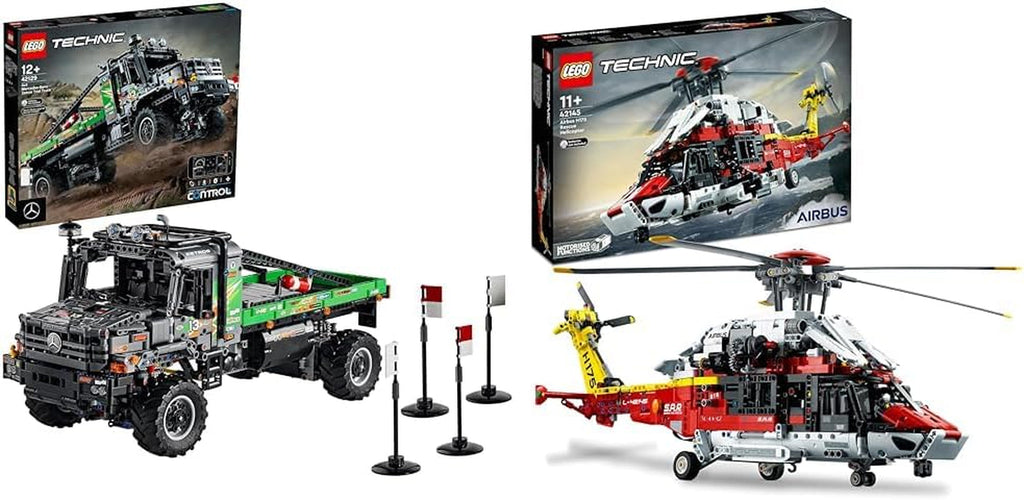 LEGO 42129 Technic 4X4 Mercedes-Benz Zetros Offroad Truck, mașină controlată de la distanță, jucărie camion controlată prin aplicație, idee de cadou pentru adulți și copii, bărbați și femei Seturi de constructie Besuche den LEGO-Store Pachet cu elicopter de salvare Ambalaj standard