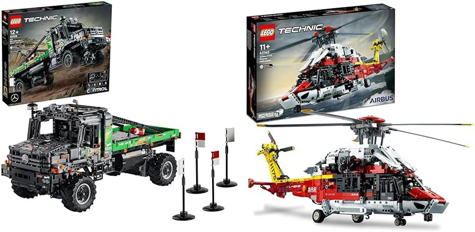 LEGO 42129 Technic 4X4 Mercedes-Benz Zetros Offroad Truck, mașină controlată de la distanță, jucărie camion controlată prin aplicație, idee de cadou pentru adulți și copii, bărbați și femei Seturi de constructie Besuche den LEGO-Store Pachet cu elicopter de salvare Ambalaj standard