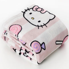 Narzuta Hello Kitty w kolorze różowym, miękki kocyk 130X170Cm, narzuta z mikrofibry lub narzuta na sofę. Jakość z certyfikatem Oekotex, Łóżka i Koce Sanrio Besuche den Kanguru-Store