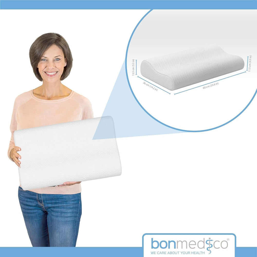 Pernă ergonomică Bonmedico Large - Pernă ortopedică de susținere a gâtului - Pernă de gât pentru dormit lateral, dormit pe spate - Pernă din spumă cu memorie - Pernă de dormit pentru adulți - Cadouri wellness Perne ortopedice cervicale Naty Shop
