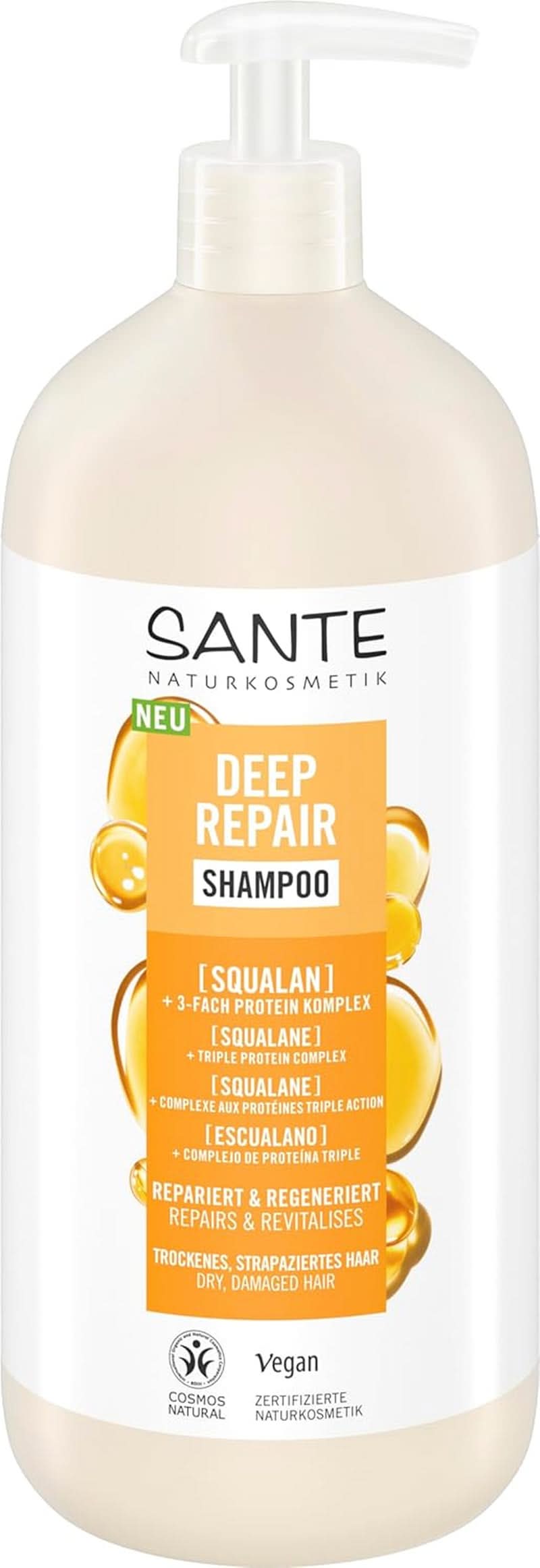 SANTE Naturkosmetik, șampon vegan de îngrijire pentru păr neted și strălucitor, 950 ml Duș și baie Naty Shop New