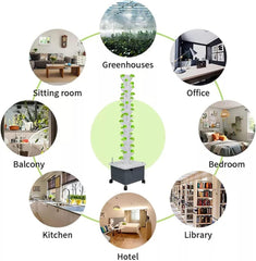 Wieża hydroponiczna, 15-poziomowy system aquaponiczny z 45 otworami, bezprzewodowy zestaw do uprawy aeroponicznej w ogrodzie do ziół, owoców i warzyw z pompą nawadniającą, adapterami, doniczkami siatkowymi