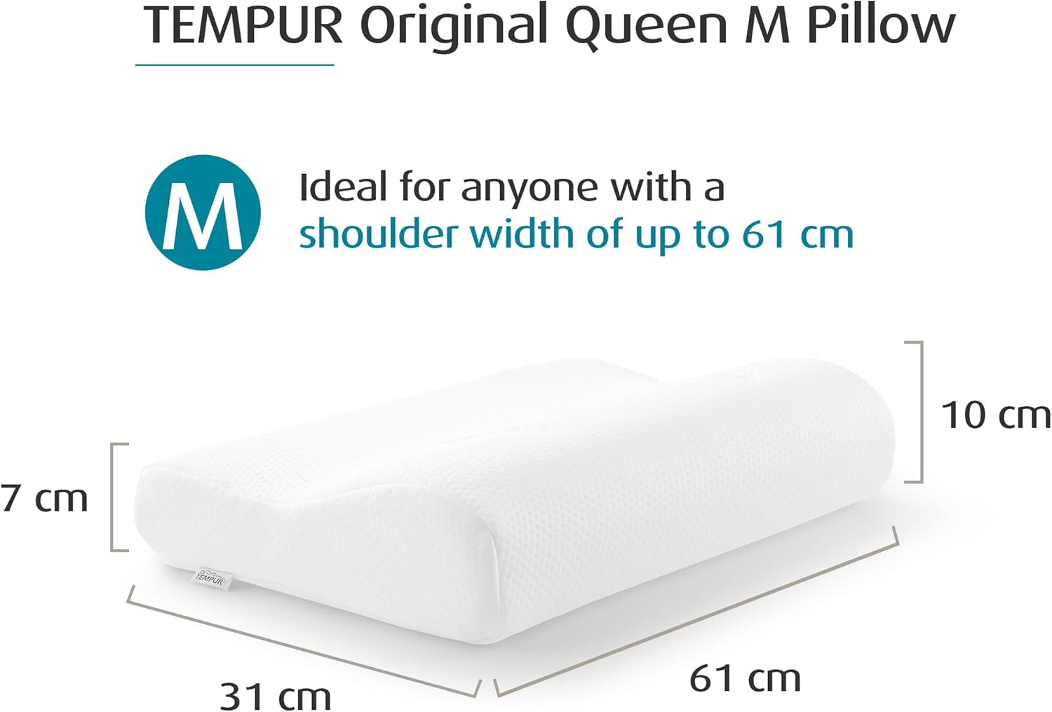 Pernă de dormit TEMPUR® Original 61X31X10/7 (Queen M) Perne standard Naty Shop