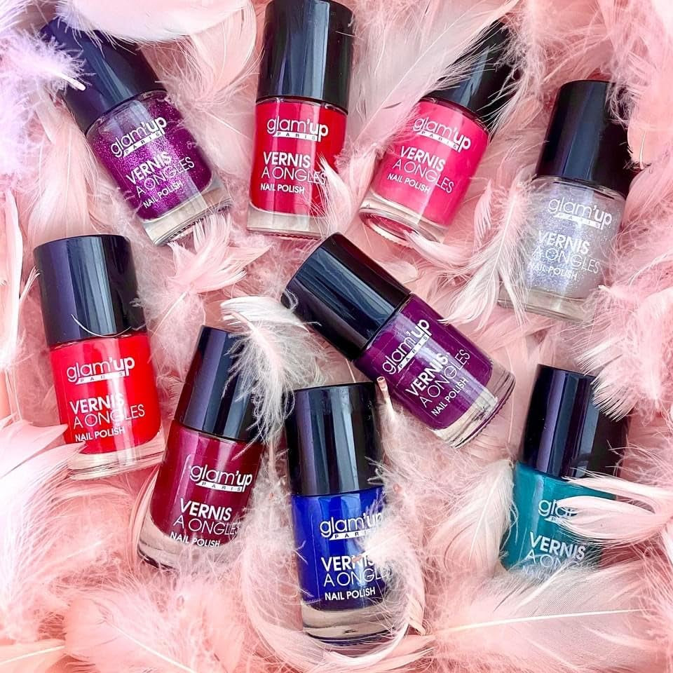 Glam'Up Paris, ultrabłyszczący, długotrwały, szybkoschnący lakier do paznokci, nr. 129, różowy brokat