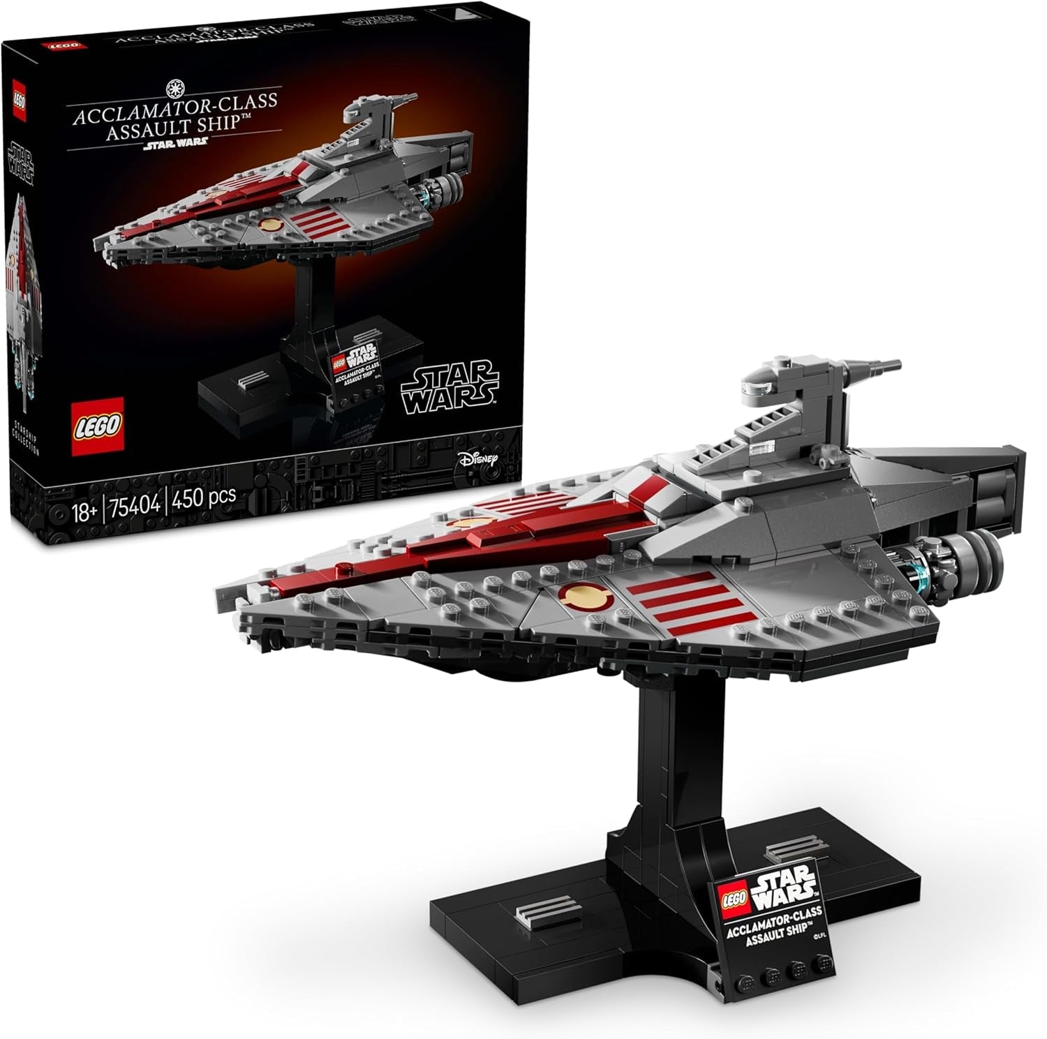 LEGO Star Wars 75404 Statek szturmowy klasy Acclamator z ataku klonów — statek kosmiczny do zbierania, budowania i wystawiania — zestaw do budowania fantasy — prezent dla dorosłych i nastoletnich fanów Zestawy do budowania Besuche den LEGO-Store Default Title