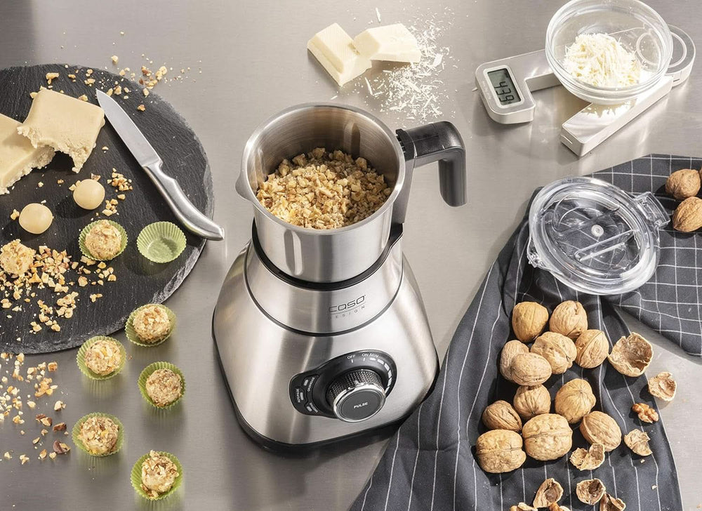 CASO B 1800 Powerblender-Set - Mikser stojący, 28 000 U/Min, Glasbehälter 1,75 L, Inkl. Trinkflasche Und Zerkleiner, Mixer Testsieger Mit Sehr Gut, Edelstahl Naty Shop