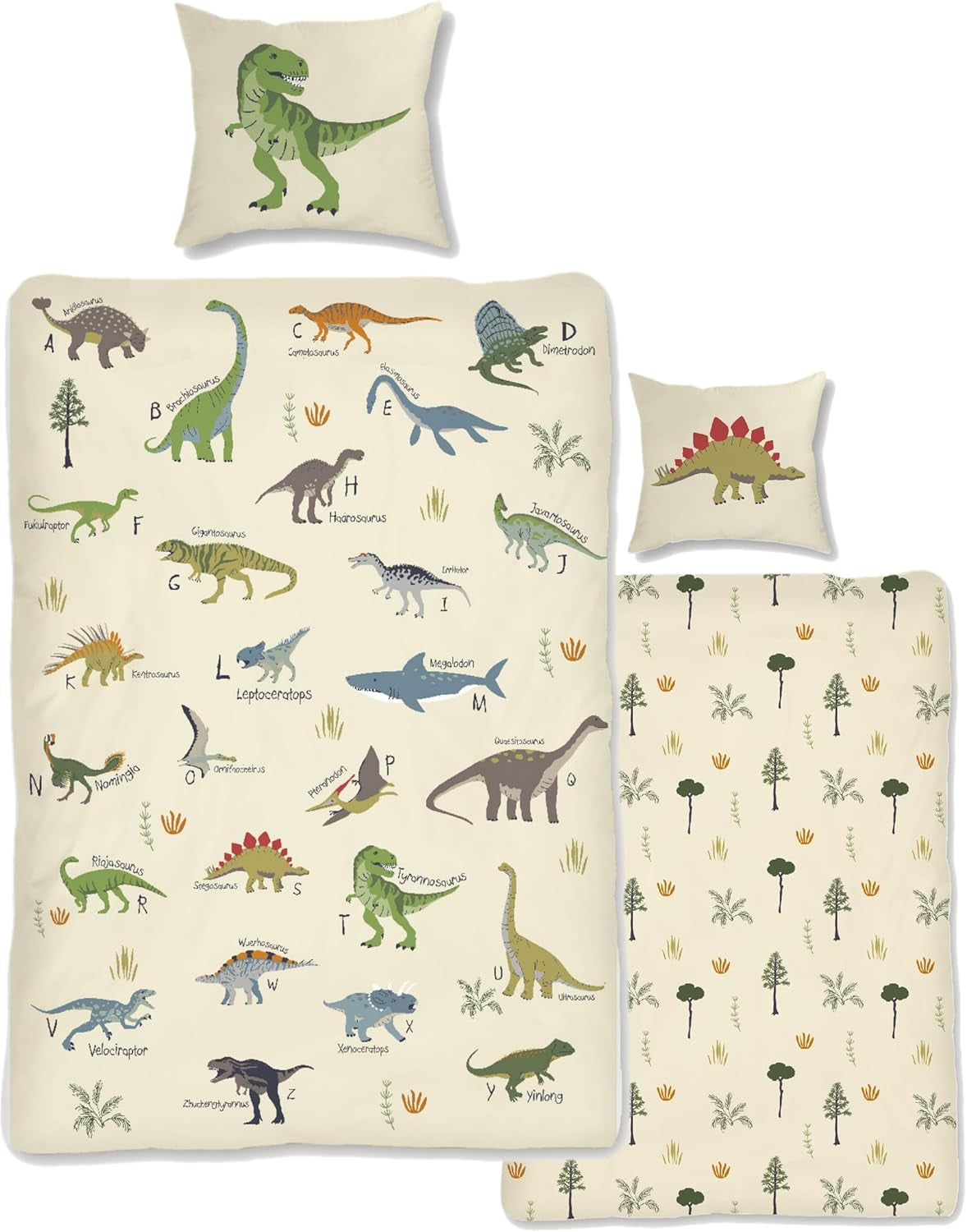Skybrands Dino Bedtuchen 135X200 Jungen Bedtuchen Dinosaurier Baumwolle 2Tlg Kinder Bedtuchen Dinosaurier 135X200 + Beutel Naty Shop Domyślny tytuł