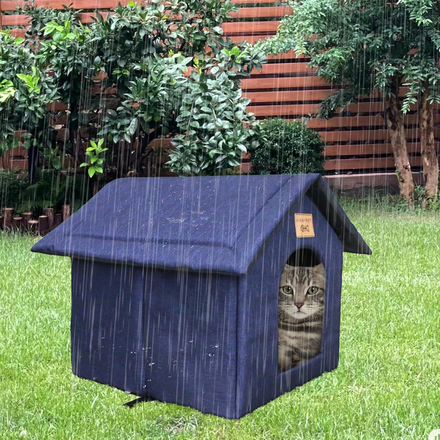 Katzenhaus Für Draußen Winterfest Wasserdicht Wetterfester Katzenhöhle Haustierhaus mit Katzenmatte Warm Hundehöhle Waschbar Hundehaus Tierheim Für Streuner Haustiere 35x30x35cm
