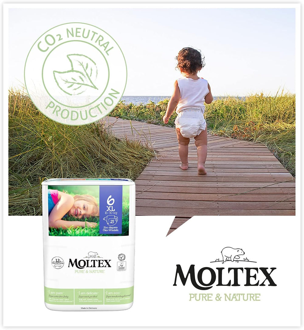 Organiczne pieluszki Pure & Nature Rozmiar 6 XL (17-28kg) Pudełko miesięczne 84 pieluszki organiczne