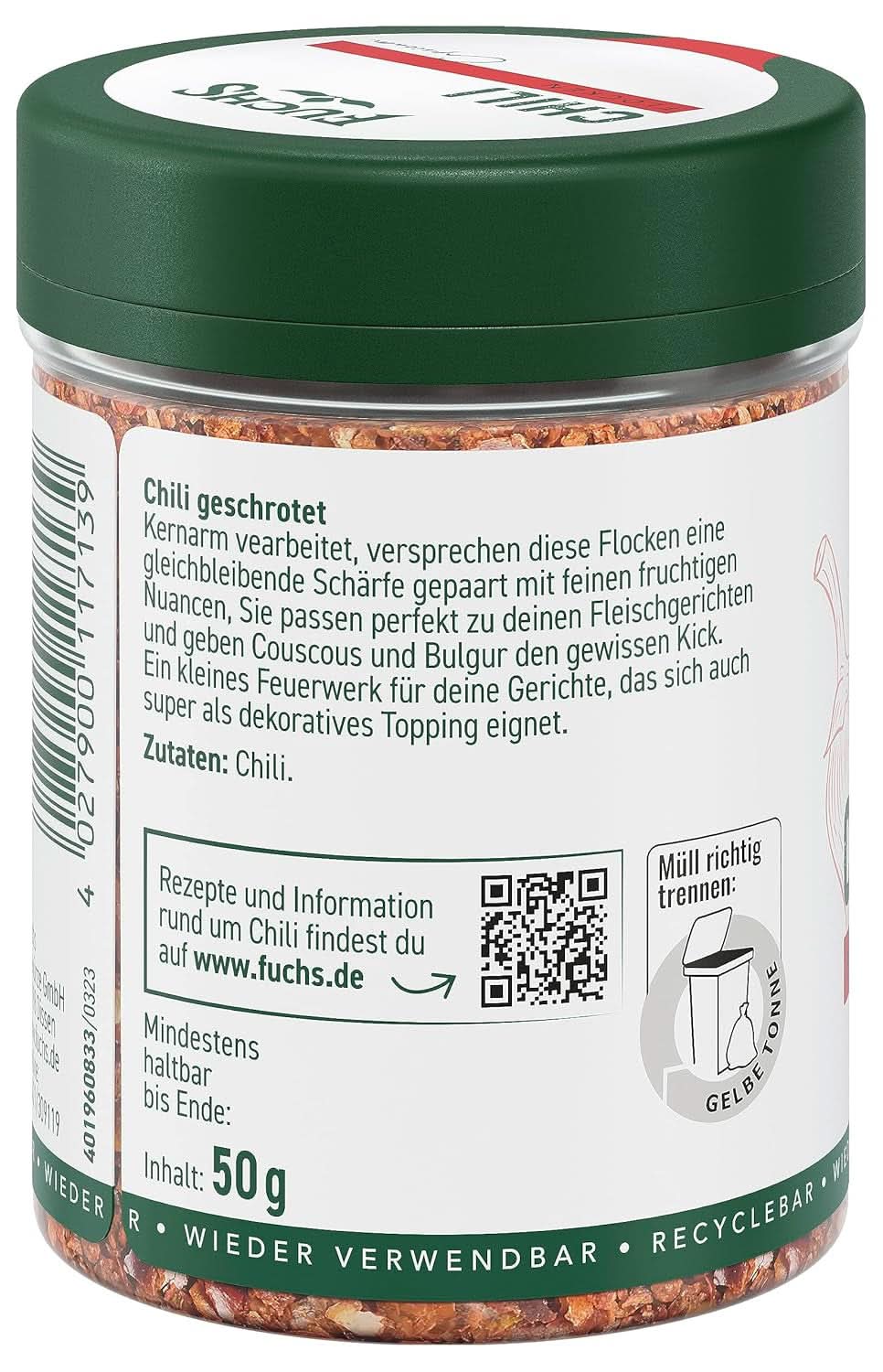 Fuchs Płatki Chili, 50 gramów Przyprawy Naty Shop