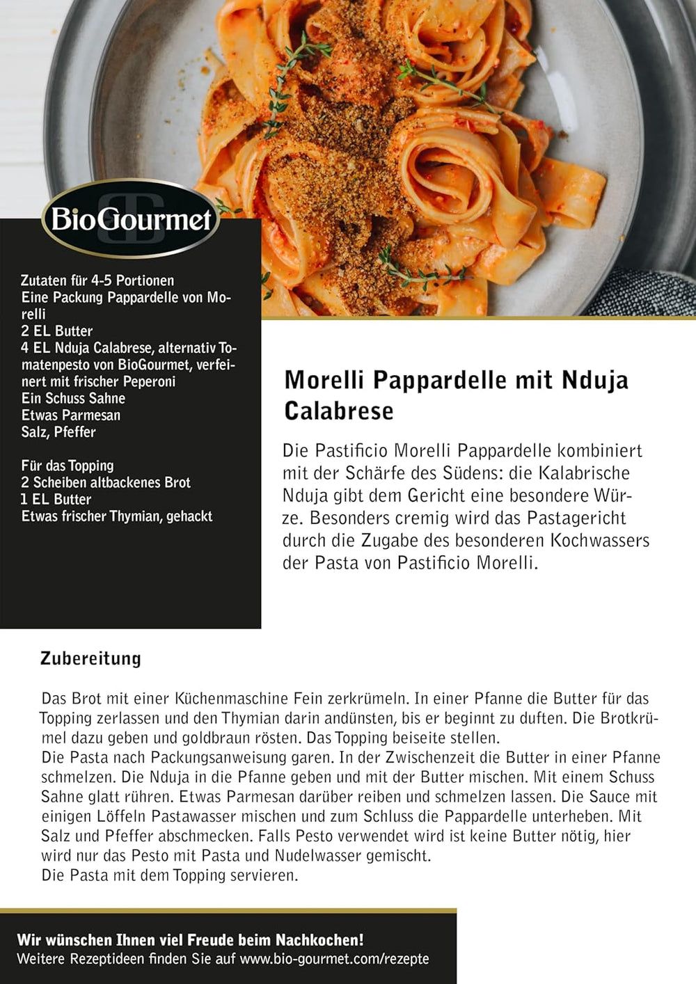BioGourmet Pappardelle z kiełkami pszenicy - Organiczny szeroki makaron do gulaszu i sosów - z dodatkowymi składnikami odżywczymi | 500 g Organiczne i wegańskie