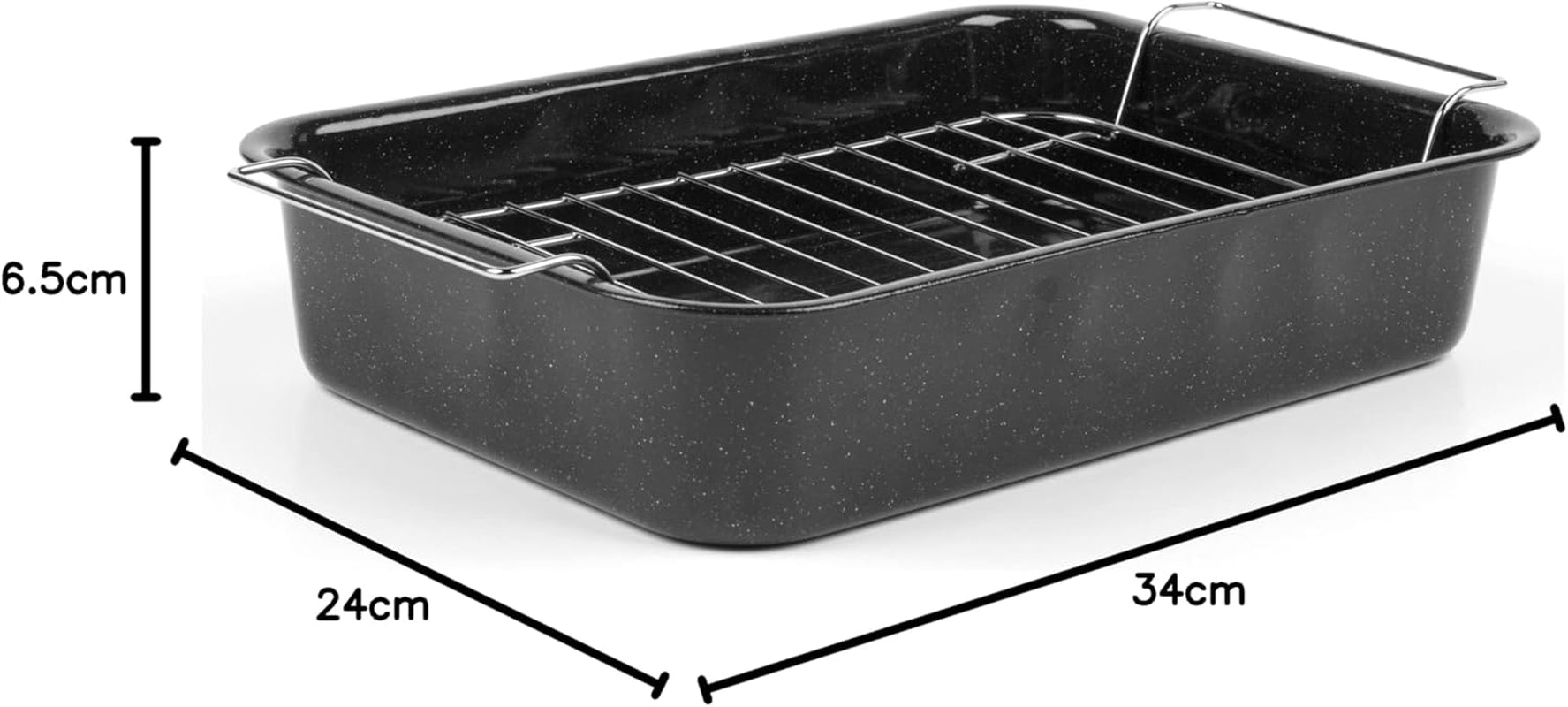 Russell Hobbs CW9161 Romano 34Cm Enamel Bräter - Mit Gitter, Rechteckige Auflaufform Mit Rost, Spülmaschinenfest Ofenform, Grill Auflaufform, Bratform Für Backofen Ofenbeständig Bis 230 Degree Formy i blachy do pieczenia Naty Shop